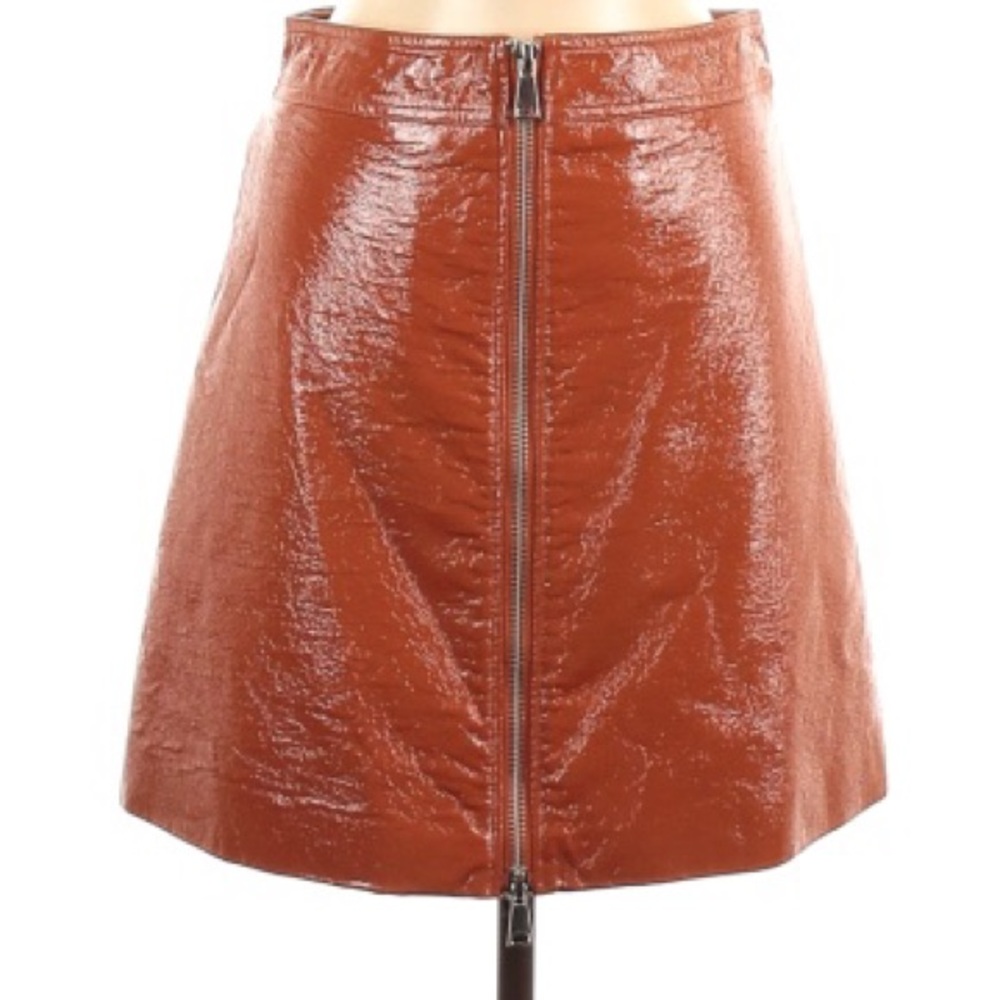 Orange Patent Pleather Skirt